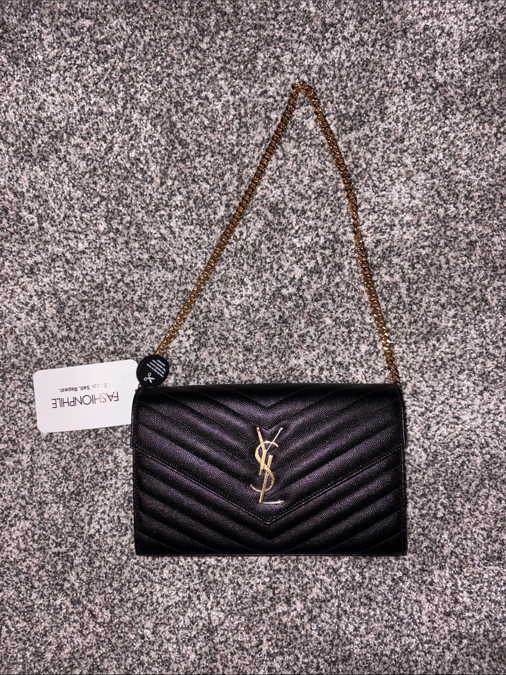 2017 Grain De Poudre Matelasse Chevron Monogram Chain Wallet